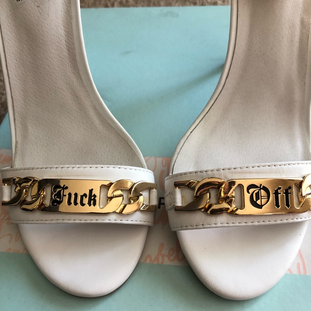 Jeffrey Campbell White/Gold Malice heels-size 8